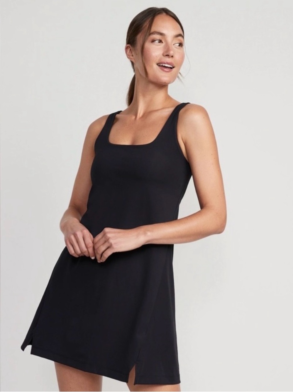 Old Navy PowerSoft Shelf-Bra Support Black Athletic Dress